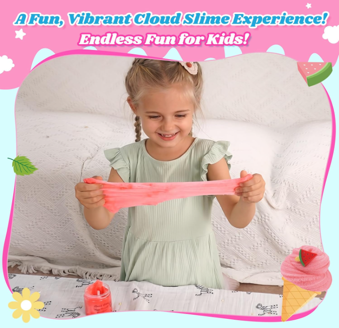 Cloud Slime 2 Pack – Watermelon & Mint Scented Fluffy Slime