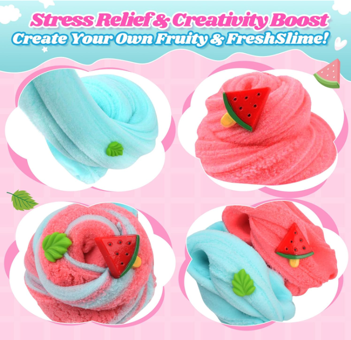 Cloud Slime 2 Pack – Watermelon & Mint Scented Fluffy Slime