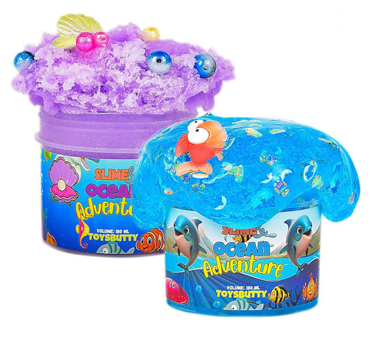 Ocean Slime in blue container with charms