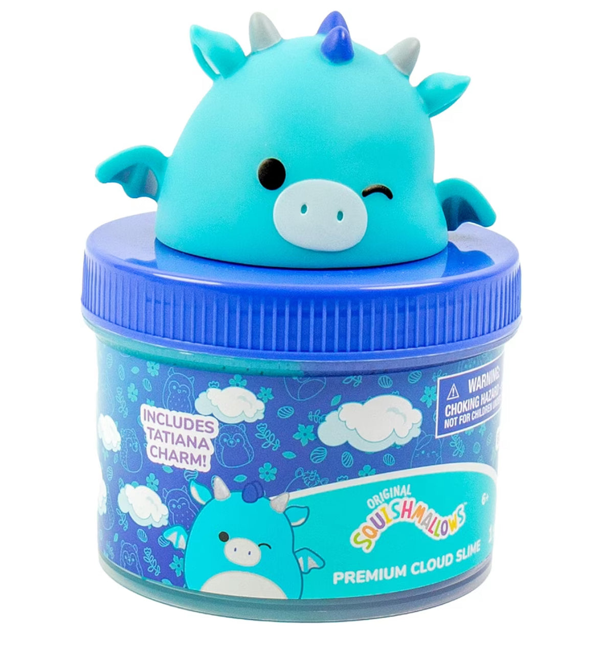 Vibrant Blue Cloud Slime - 8oz jar with ocean-themed decorations