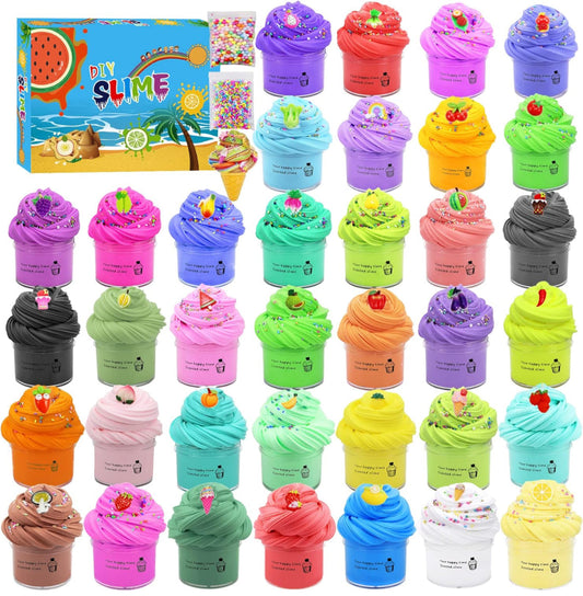 36 Pack Mini Butter Slime Kit – Soft, Colorful Slimes with Fun Charms