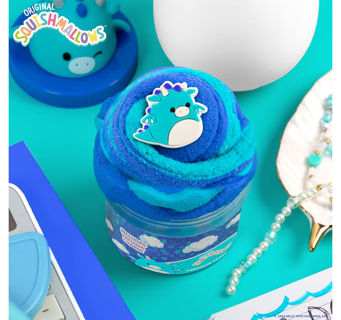 8oz Squishmallow Blue Cloud Slime with a cute character and cloud-themed design