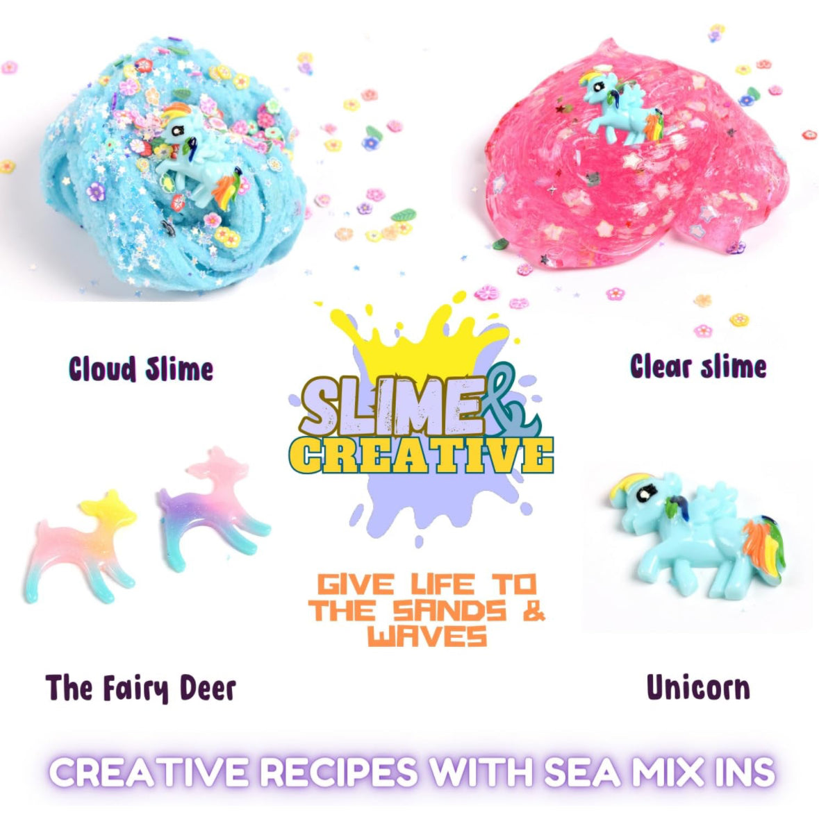 Unicorn Slime Kit showing glittery slime creations